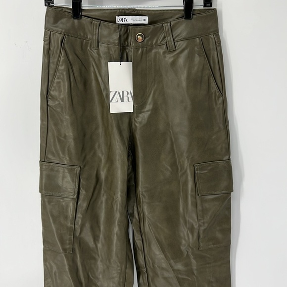 Zara NWT Full Length Faux Leather Pants 4 - Picture 2 of 7